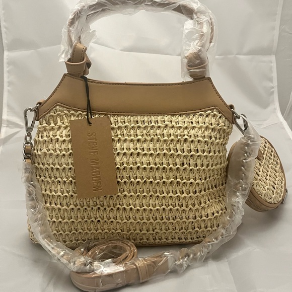 Steve Madden Tan and Cream Woven Women's Bag - Picture 7 of 8